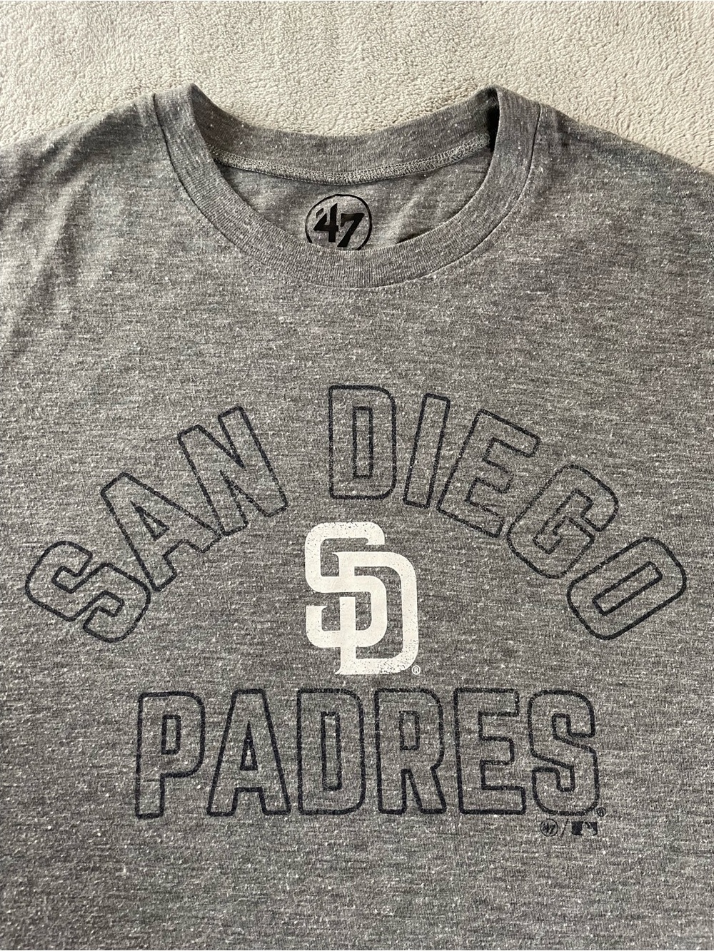 San Diego Padres 47 Brand T-Shirt Size Medium Gray Cotton Blend Peru Made